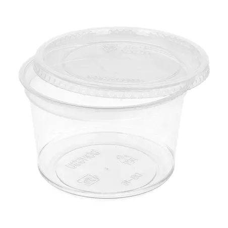 POTS TRAITEUR + COUVERCLES  375 ML Ø11,7x6,1 CM TRANSPARENT PET (250 UNITÉ)