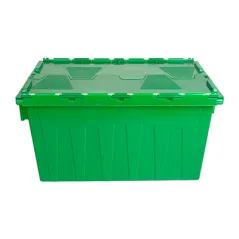 RÉCIPIENT AVEC COUVERCLE INTÉGRÉ  55 L 60x40x31,7 CM VERT PP (1 UNITÉ)