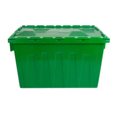 RÉCIPIENT AVEC COUVERCLE INTÉGRÉ  65 L 60x40x35,5 CM VERT PP (1 UNITÉ)