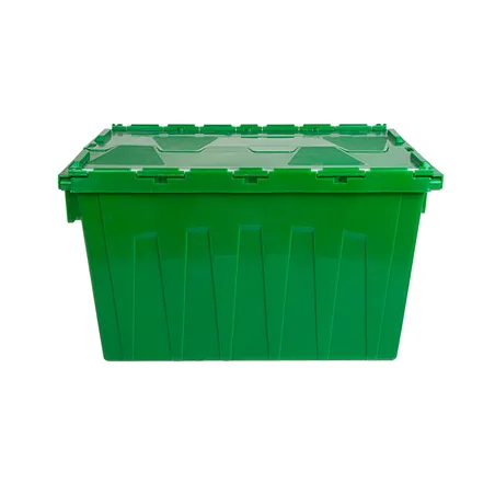 RÉCIPIENT AVEC COUVERCLE INTÉGRÉ  65 L 60x40x35,5 CM VERT PP (1 UNITÉ)