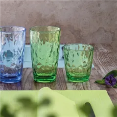 GOBELETS  305 ML Ø 8,4/6,3x9,2 CM VERT POLYCARBONATE (12 UNITÉ)