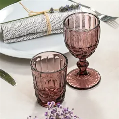 VERRES À PIED À VIN VINTAGE WAKI GLASS 'VINTAGE' 260 ML Ø8x15.5 CM LAVANDE VERRE (6 UNITÉ)