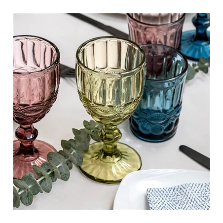 VERRES À PIED À VIN VINTAGE WAKI GLASS 'VINTAGE' 260 ML Ø8x15.5 CM VERT VERRE (6 UNITÉ)