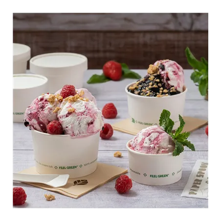 POTS À GLACES FEEL GREEN 'COMPOSTABLE' 70 ML 230 G/M2 Ø6,5x3,9 CM BLANC CARTON (2000 UNITÉ)