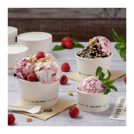 POTS À GLACES FEEL GREEN 'COMPOSTABLE' 300 ML 250 G/M2 Ø10x5,5 CM BLANC CARTON (2000 UNITÉ)