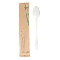 LONGUES CUILLÈRES EN SACHET FEEL GREEN  21 CM BLANC CPLA (500 UNITÉ)