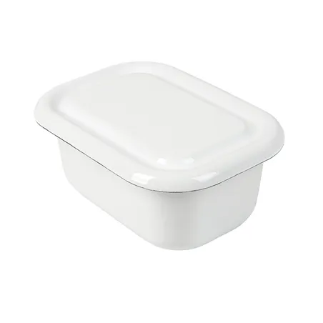 RÉCIPIENTS AVEC COUVERCLE ENAMELWARE 850 ML 18x13x7,5 CM BLANC ACIER ÉMAILLÉ (4 UNITÉ)