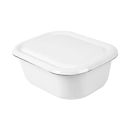 RÉCIPIENTS AVEC COUVERCLE ENAMELWARE 2100 ML 23,5x19x9 CM BLANC ACIER ÉMAILLÉ (3 UNITÉ)