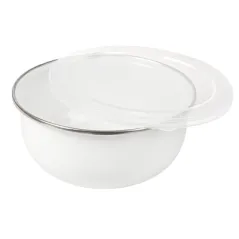 BOLS AVEC COUVERCLE ENAMELWARE 700 ML Ø 14x6,1 CM BLANC ACIER ÉMAILLÉ (6 UNITÉ)
