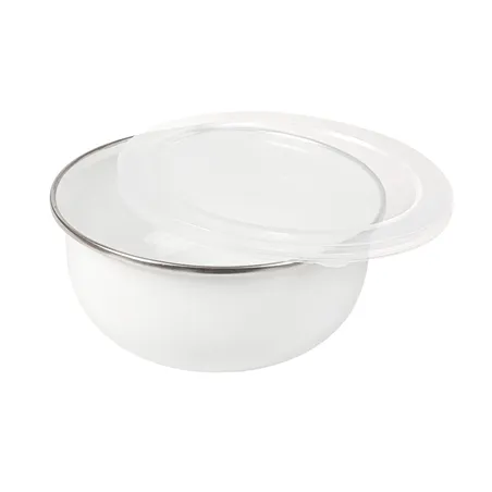 BOLS AVEC COUVERCLE ENAMELWARE 700 ML Ø 14x6,1 CM BLANC ACIER ÉMAILLÉ (6 UNITÉ)