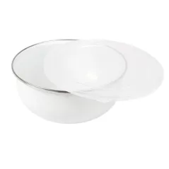 BOLS AVEC COUVERCLE ENAMELWARE 1000 ML Ø 18x7,3 CM BLANC ACIER ÉMAILLÉ (6 UNITÉ)