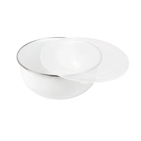 BOLS AVEC COUVERCLE ENAMELWARE 1000 ML Ø 18x7,3 CM BLANC ACIER ÉMAILLÉ (6 UNITÉ)