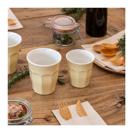 GOBELETS EMPILABLES ASAMI WARE 180 ML Ø 7,5x7,6 CM CREME MÉLAMINE (10 UNITÉ)
