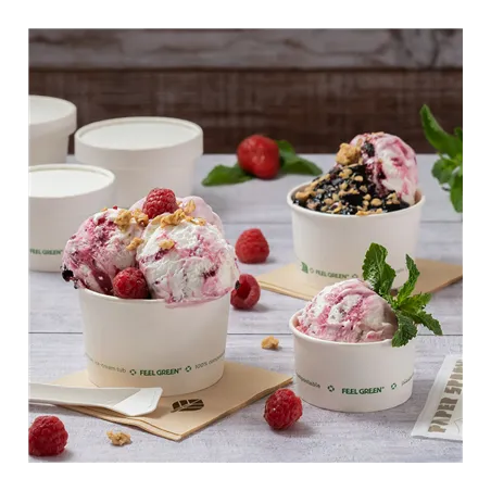 POTS À GLACES FEEL GREEN 'COMPOSTABLE' 150 ML 240 G/M2 Ø8,5x4,5 CM BLANC CARTON (2000 UNITÉ)