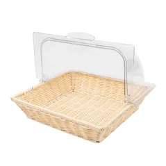 CORBEILLE SIMILAIRE OSIER AVEC COUPOLE 36x33,5x26 CM BEIGE PP (1 UNITÉ)