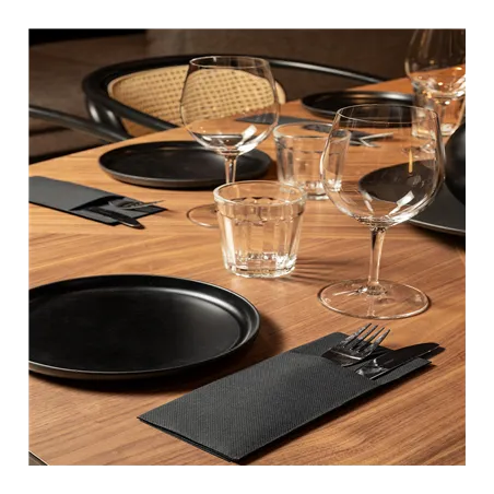 SERVIETTES "CANGURITO" DOUBLE POINT  18 G/M2 33x40 CM NOIR OUATE (1400 UNITÉ)