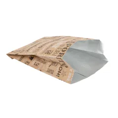 SACHETS INGRAISSABLES POUR BURGER 'PAROLE' 40+20 G/M2 14+7x22 CM MARRON KRAFT + ALUMINIUM (500 UNITÉ)