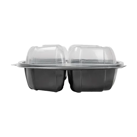 EMBALLAGES COUVERCLE 3 COMPT. MICRO  1130 ML 22,9x23,3x8,2 CM NOIR PP (100 UNITÉ)