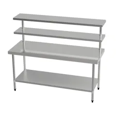 TABLE TRAVAIL 2 NIVEAUX + 2 ÉTAGÈRES