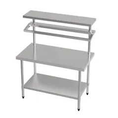 TABLE PRÉPARATION 2 NIVEAUX+2 ÉTAGÈRES