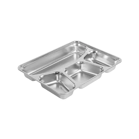 PLATEAU AVEC 4 COMPARTIMENTS + COUVERCLE ARTINOX  28x22x4 CM ARGENTE INOX (6 UNITÉ)