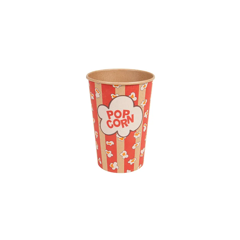 RÉCIPIENTS POUR POP-CORN  1380 ML 230 +20 PE G/M2 Ø 12/8,8x17,5 CM KRAFT (500 UNITÉ)