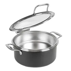 CHAFING DISH ROND AVEC FENÊTRE 4 L Ø 28x38,2x16,8 CM NOIR INOX (1 UNITÉ)