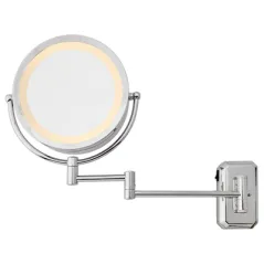 MIROIR MURAL LUMIÈRE ET GROSSISSEMENT Ø21,5x36 CM ARGENTE METAL (1 UNITÉ)