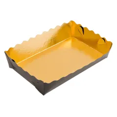BARQUETTES PÂTISSERIE DEUX FACES  380 G/M2 13x9x3,5 CM OR/NOIR CARTON (250 UNITÉ)