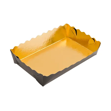 BARQUETTES PÂTISSERIE DEUX FACES  380 G/M2 13x9x3,5 CM OR/NOIR CARTON (250 UNITÉ)