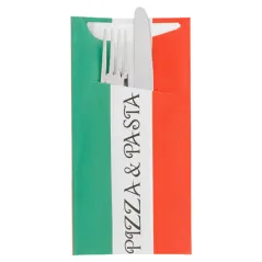 SACS COUVERTS + SERVIETTE JUST IN TIME 'PIZZA & PASTA' 90 + 10PE G/M2 11,2x22,5 CM BLANC CELLULOSE (400 UNITÉ)
