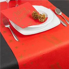 SERVIETTES 'MERRY CHRISTMAS'  55 G/M2 40x40 CM ROUGE AIRLAID (700 UNITÉ)