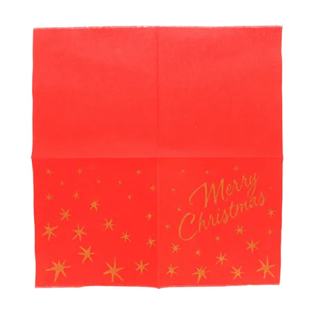 SERVIETTES "DOUBLE POINT" 'MERRY CHRISTMAS'  18 G/M2 40x40 CM ROUGE OUATE (1200 UNITÉ)