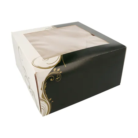 BOÎTES PÂTISSERIES AVEC FENÊTRE THEPACK 'CLASSIC'  24x24x12 CM BLANC CARTON NANO-MICRO (100 UNITÉ)