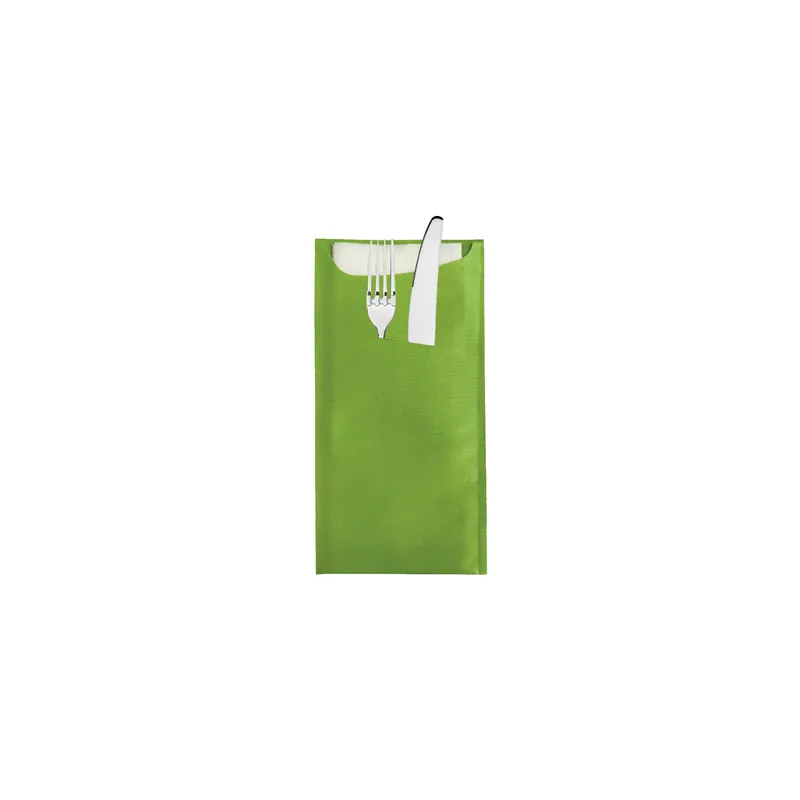 SACS COUVERTS + SERV. AIRLAID BLANC JUST IN TIME  90 + 10PE G/M2 11,2x22,5 CM KIWI CELLULOSE (250 UNITÉ)