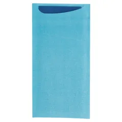 SACS COUVERTS + SERV. AIRLAID BLEU
