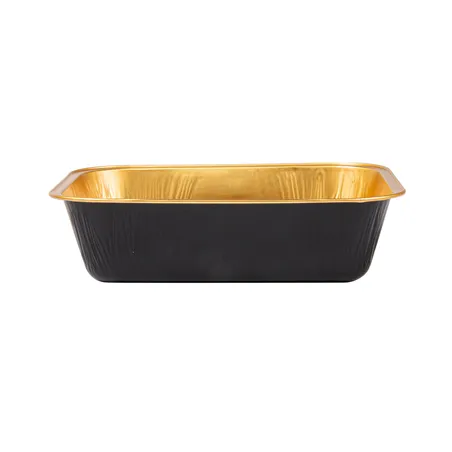 RÉCIPIENTS PÂTISSERIE  280 ML 13,5x10,2x3,5 CM OR/NOIR ALUMINIUM (100 UNITÉ)