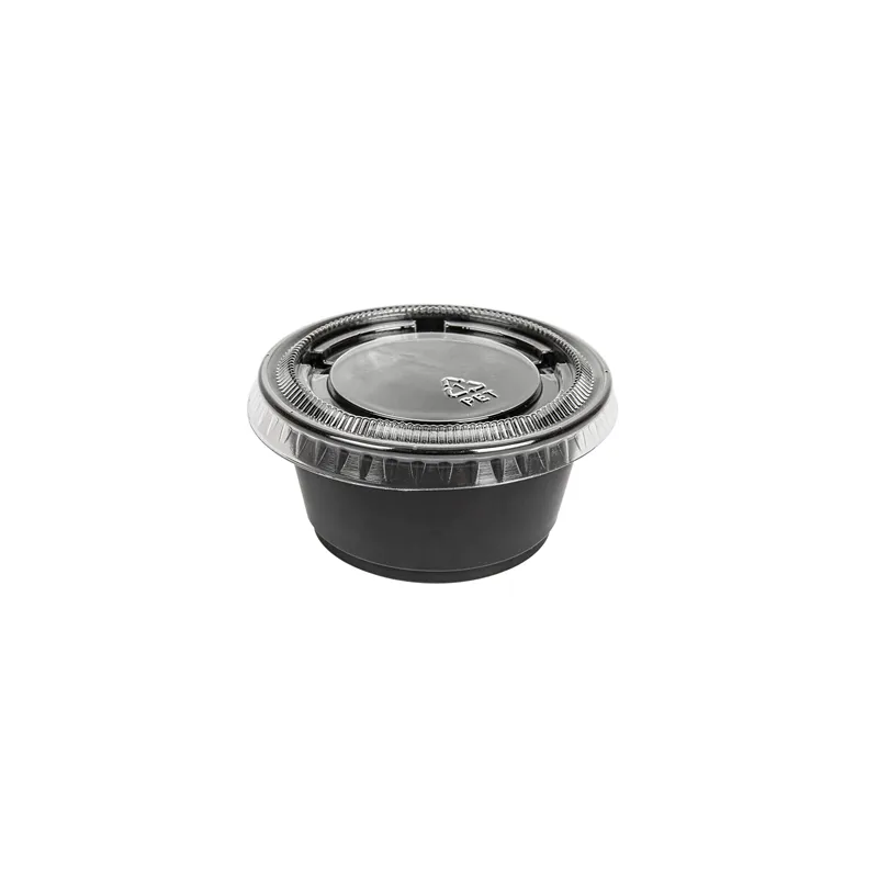 50 PETITS POTS + 50 COUVERCLES  60 ML Ø6,2x3,2 CM NOIR PP (24 UNITÉ)