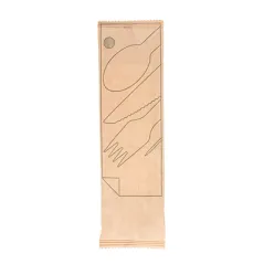 SET 5/1 COUVERTS +SERVIETTE +CURE-DENTS WOOD 'MAKAN'  16 CM NATUREL BOIS (200 UNITÉ)