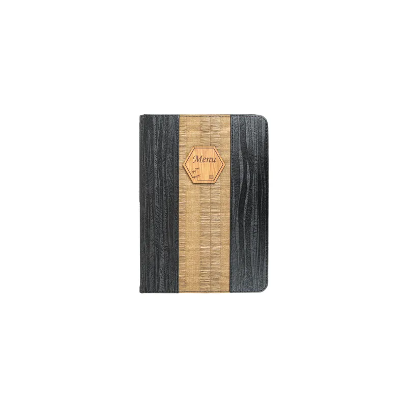 PORTE MENU 8 POCHETTES DIN-A4   22x31 CM NOIR PVC (1 UNITÉ)