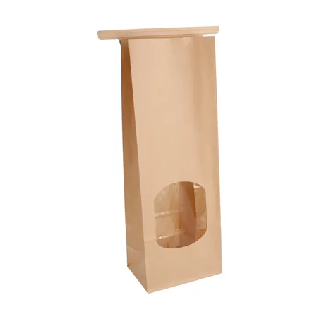 SACS SOS AUTO-FERMETURE AVEC FENÊTRE  1300 GR 60 G/M2 + 25µ OPP 9+6x25 CM NATUREL KRAFT (500 UNITÉ)