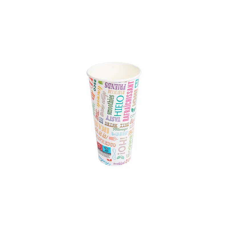GOBELETS BOISSONS CHAUDES 1 PAROI 'PAROLE' 660 ML - 22 oz 280 + 18PE G/M2 Ø9/6x17 CM BLANC CARTON (1000 UNITÉ)