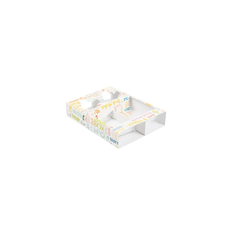 PLATEAUX REPAS À EMPORTER 2 VERRES+2 COMPART. 'PAROLE'  450 G/M2 26x19x5 CM BLANC CARTON (200 UNITÉ)