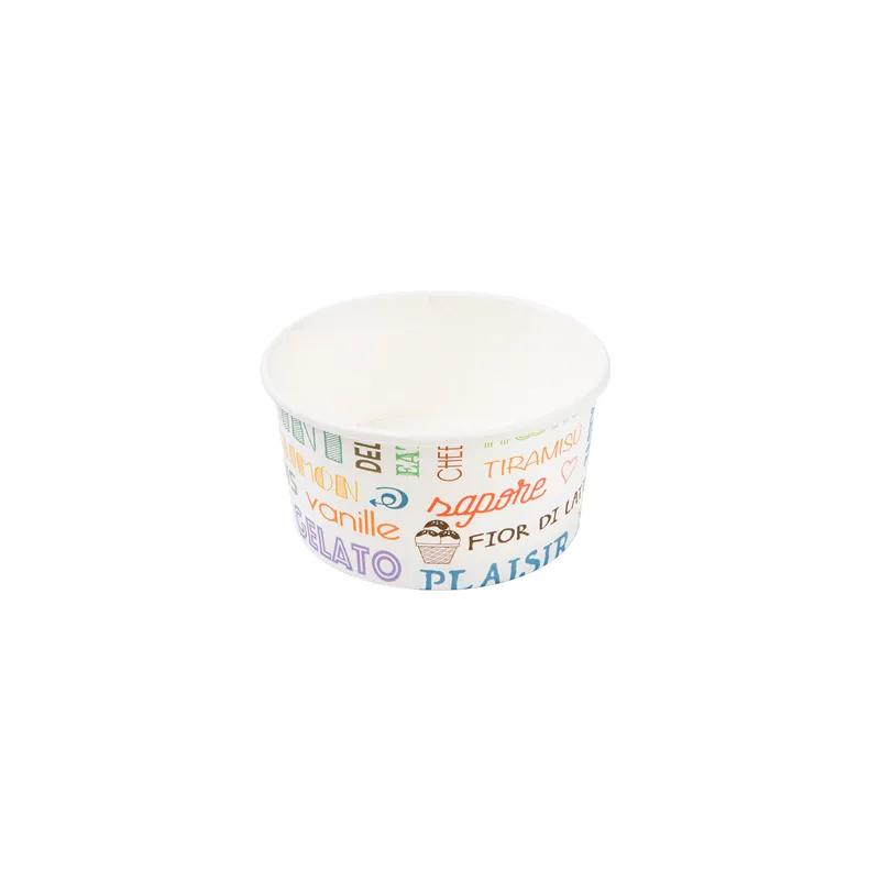 POTS À GLACES 'PAROLE' 180 ML 250 + 18 PE G/M2 Ø 8,7x5,2 CM BLANC CARTON (2000 UNITÉ)