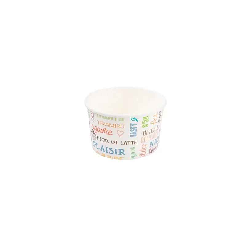 POTS À GLACES 'PAROLE' 240 ML 250 + 18 PE G/M2 Ø9,4x5,5 CM BLANC CARTON (2000 UNITÉ)