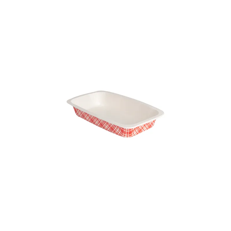 BARQUETTES THERMO FIXANTES GN1/4 'VICHY' 1210 ML 430 G/M2 + 25G/M2 PET 26,3x16x4,5 CM BLANC CARTON (400 UNITÉ)