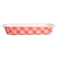 BARQUETTES THERMO FIXANTES GN1/4 'VICHY' 1210 ML 430 G/M2 + 25G/M2 PET 26,3x16x4,5 CM BLANC CARTON (400 UNITÉ)