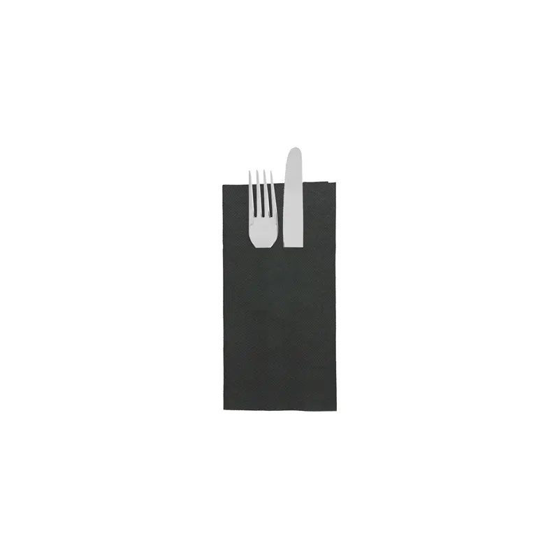 SERVIETTES KANGOUROU DOUBLE POINT  18 G/M2 39x40 CM NOIR OUATE (1400 UNITÉ)