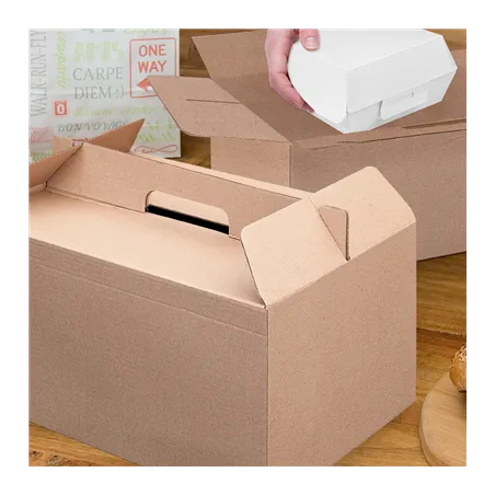 BOÎTES TRANSPORT DE REPAS THEPACK  28x20x15 CM NATUREL CARTON MICROCANAL (100 UNITÉ)