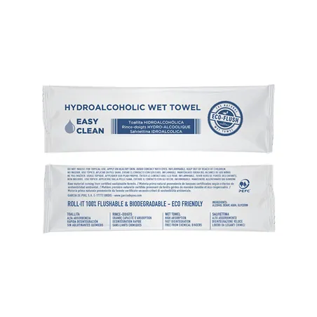 RINCE-DOIGTS HYDROALCOOLIQUES "ROLL-IT"  50 G/M2 14,5x4 CM BLANC CELLULOSE (600 UNITÉ)